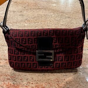 Fendi Monogram Baguette in Black and Red